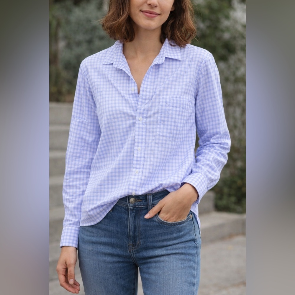 Frank & Eileen Grid Print Untuckable Button-Up Shirt PINK/ BLUE PLAID NEW SZ‎ L
